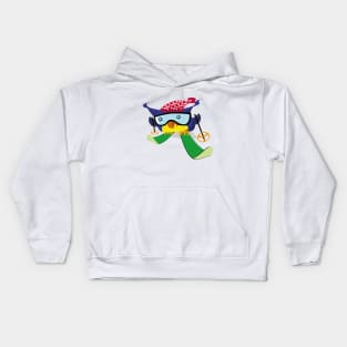 Cute little owl skiing Kids Hoodie